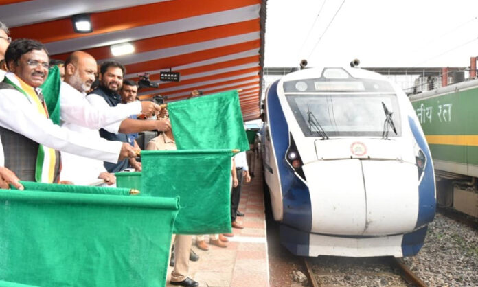 union minister bandi sanjay launches vande bharat train union minister bandi sanjay launches vande bharat train