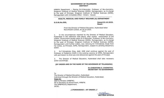 Disciplinary-action-against-Medical-College-Principal-Dr.-Himabindu Disciplinary action against Medical College Principal Dr. Himabindu