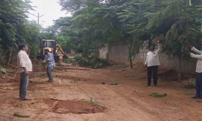 Repair work on dirt road