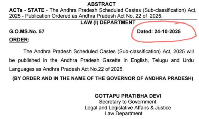 GO issued to legalize SC classification GO issued to legalize SC classification
