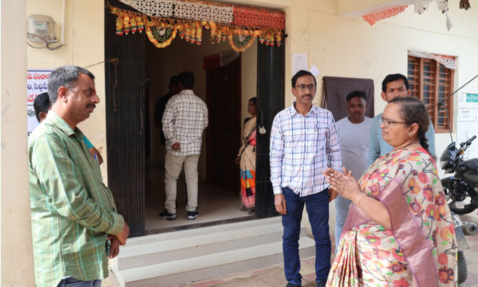 Collector Hymavathi inspecting nomination centers in Siddipet district during the first phase of Gram Panchayat elections