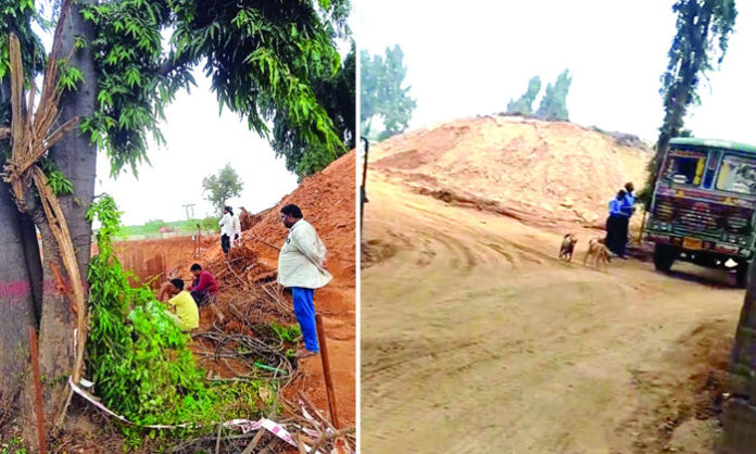 Illegal soil transportation allegations in Telangana High Court construction leading to crores of revenue loss.