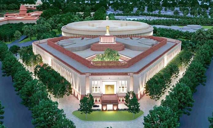 Indian Parliament building during the announcement of the winter session beginning December 1 with key bills scheduled for discussion