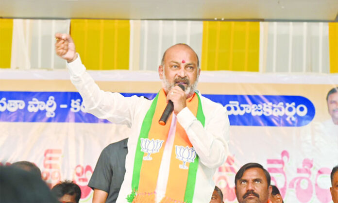 Union Minister Bandi Sanjay demanding immediate release of Gram Panchayat funds in Telangana