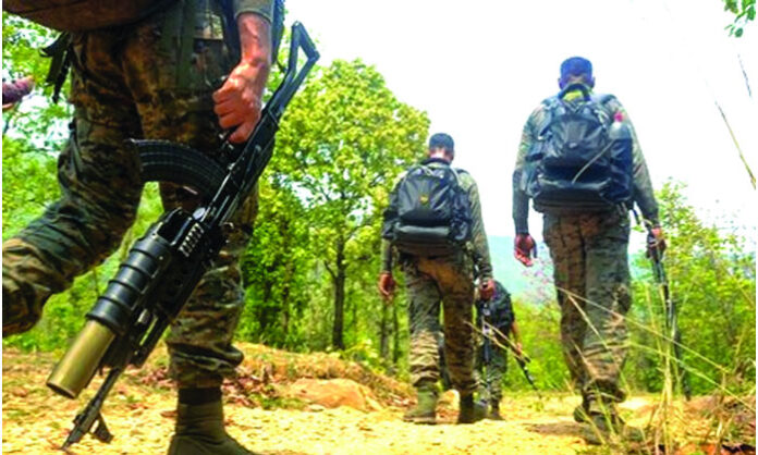 Security forces in Chhattisgarh conducting operations in the Bastar forests after a major encounter with Maoists.