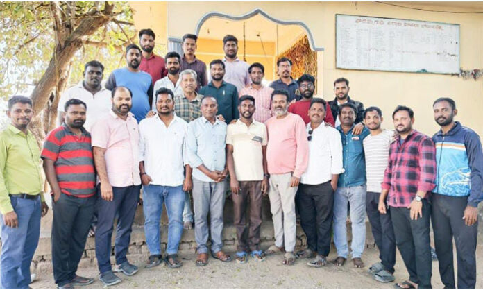Members of Boinpalli Mandal Photo and Videographer Association during executive committee election at Pochamma Temple