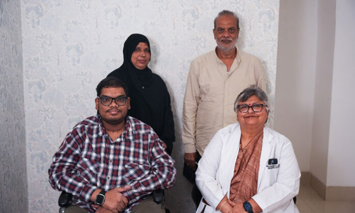 Dr. Sangeeta Jha performing a rare parathyroid tumor surgery at Care Hospitals Banjara Hills, helping patient Sheikh Abdul Khader walk again.