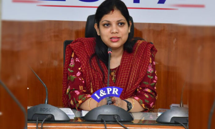 Collector Pamela Satpathy announcing that the election code of conduct will remain in force across Karimnagar district until all three phases of Gram Panchayat elections are completed.