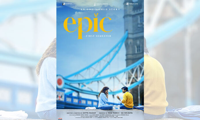 Anand Deverakonda and Vaishnavi Chaitanya at the launch of the title glimpses of ‘Epic - First Semester’, directed by Aditya Haasan.