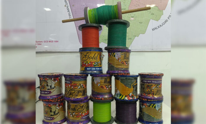 Neredmet police seize Chinese kite string and register cases against illegal sellers