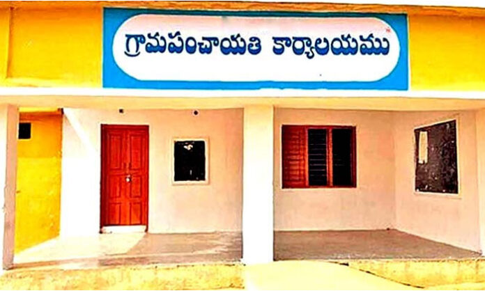 Newly elected Sarpanch standing in a village meeting while discussing development challenges and pending issues.