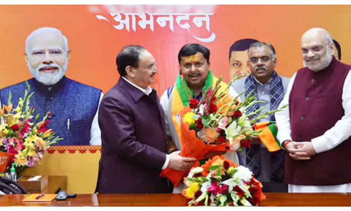 BJP leader Nitin Nabin assuming charge as National Working President in the presence of Amit Shah and JP Nadda
