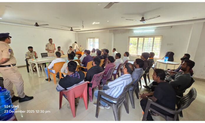 Keesara Police conducting awareness meeting with farmhouse owners and event organizers on New Year 2026 celebrations permissions