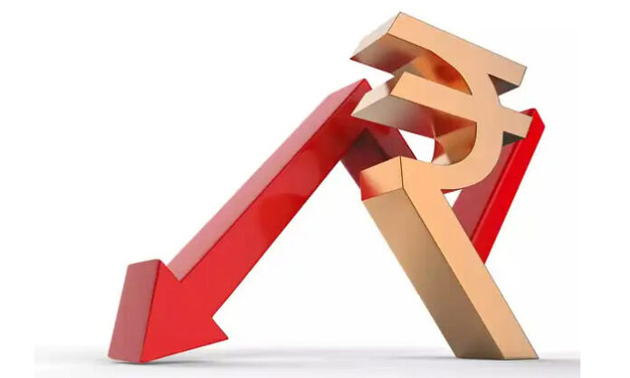 Indian rupee drops to 90.02 against the US dollar as Sensex and Nifty decline in market trading.