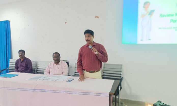 DMHO Dr. Sainath Reddy conducting a review meeting on strengthening NCD screening at the village level in Wanaparthy.