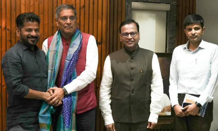 Former Chief Economic Advisor to the Government of India arvind Subramanian with telangana cm