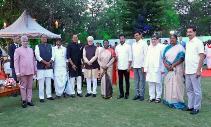 draupadi murmu, jishnudev varma, revanth at home