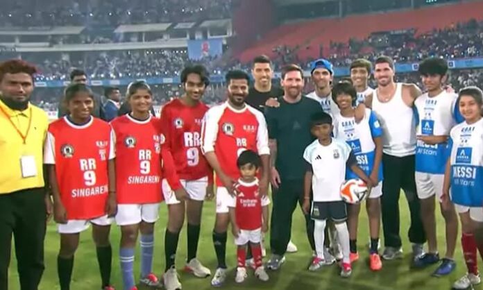 argentian legend foot ball player lionel messi friendly match in uppal stadium