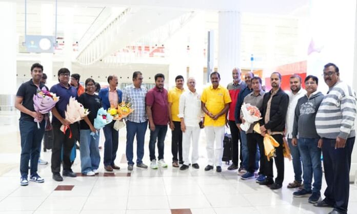 AP Water Resources Minister nimmala at dubai airport