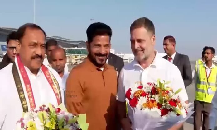 cm revanth, pcc chief welcome to rahul gandhi