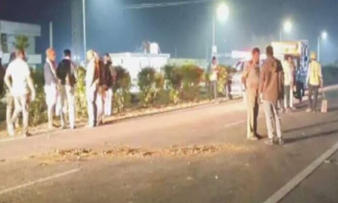 road accident on the way to going to village for voting