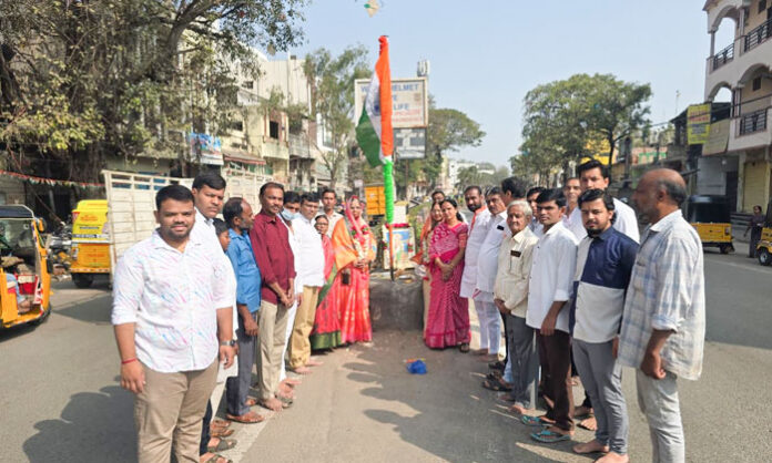 BJP leaders unfurl national flag during 77th Republic Day celebrations in Bahadurpura Hyderabad
