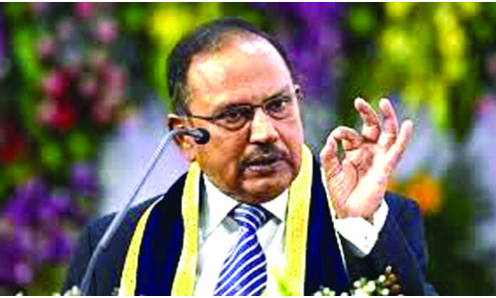 Ajit Doval addressing youth at Viksit Bharat Dialogue on self-confidence and leadership.