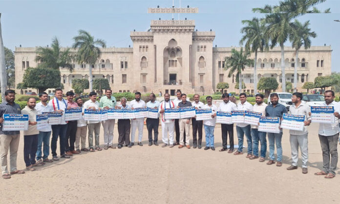 Jajula Srinivas Goud addressing BC leaders at Osmania University demanding municipal election tickets for BCs as per population proportion