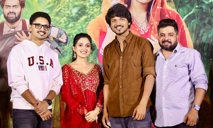 Sumanth Prabhas speaking at the teaser launch of Godari Gattupaina movie set in the Godavari region.