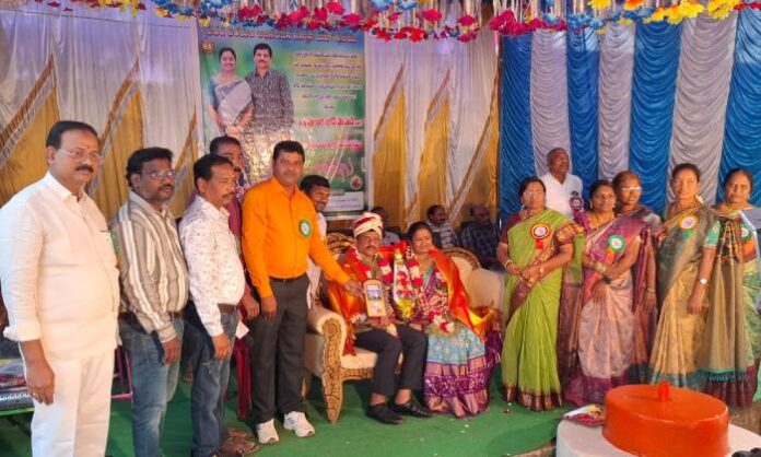 Retirement farewell ceremony held for Mathematics teacher Pulluri Jaganmohan at Zilla Parishad Secondary School, Jalli