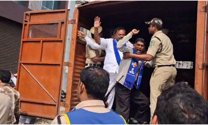 Mala Mahanadu JAC leaders illegally arrested by police during a press meet at Basheerbagh Press Club in Hyderabad.