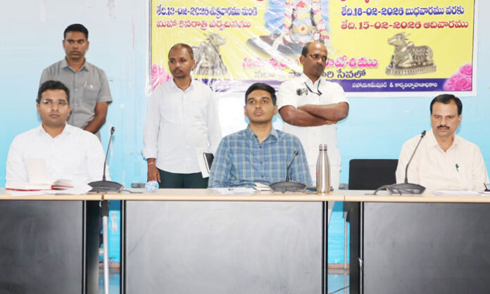 District Collector reviewing arrangements for Keesaragutta Brahmotsavams at Sri Ramalingeshwara Swamy Temple