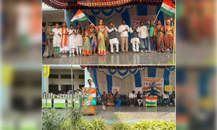 Students and leaders celebrate 77th Republic Day at ZPHS Parvathagiri in Warangal district