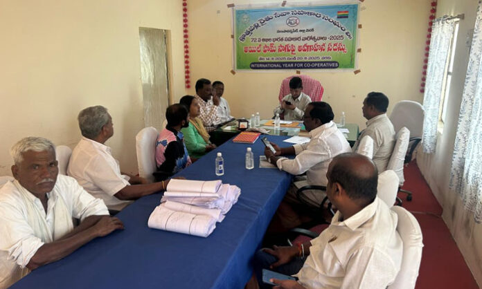 Medak District Agriculture Officer Devakumar inspects urea sales at Kothapalli Cooperative Society