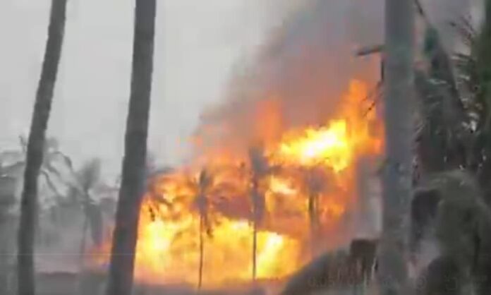 gas leak at ongc well in irusumamidi village