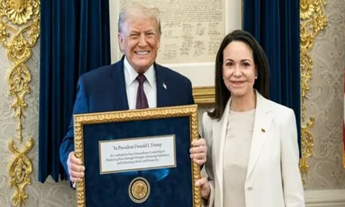Maria Corina Machado gave her nobel peace prize to trump