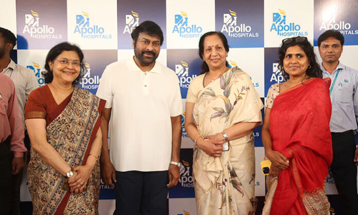 Megastar Chiranjeevi announcing the birth of twins to Ram Charan and Upasana at Apollo Hospitals in Hyderabad