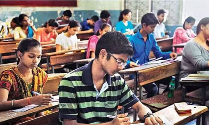 Students preparing for class 10 exams after new schedule with long gaps between papers