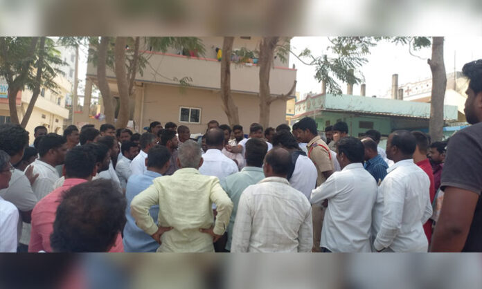 Dalits protesting over denial of temple access path in Nagarguda village amid caste discrimination allegations