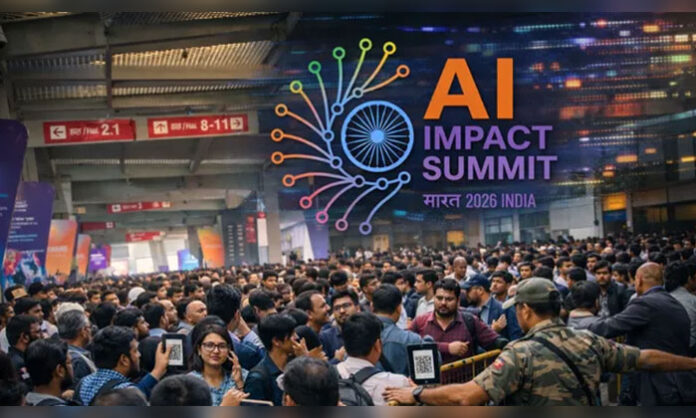 Delegates at India AI Impact Summit 2026 in Delhi amid reports of confusion and organizational issues