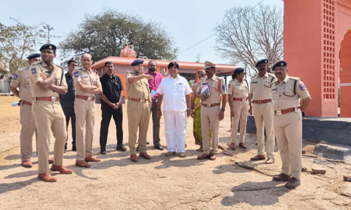 Malkajgiri Commissioner of Police Avinash Mohanty inspects police security arrangements for Keesaragutta Brahmotsavam