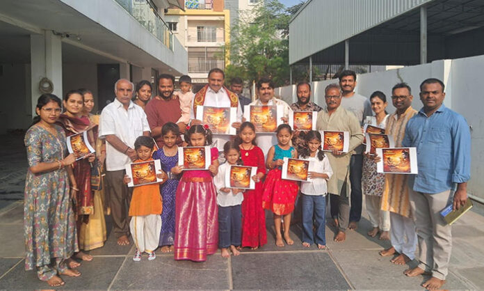 Little Champs Group releasing Shiva Lingashtakam at residence of Arikapudi Gandhi during Shivaratri celebrations