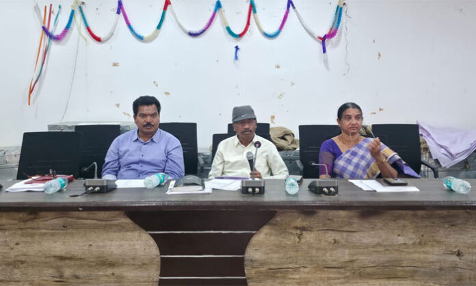 MNREGA labour report review meeting held at Parvathagiri Mandal Parishad hall in Warangal district