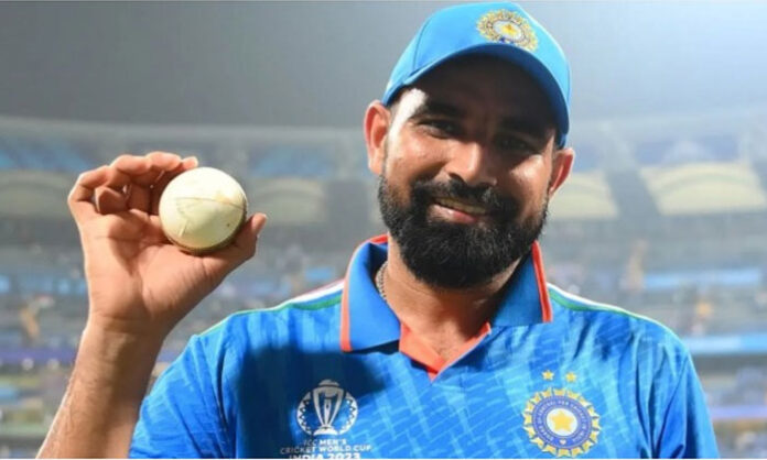 Mohammed Shami celebrating after taking eight wickets for Bengal in a Ranji Trophy semifinal match