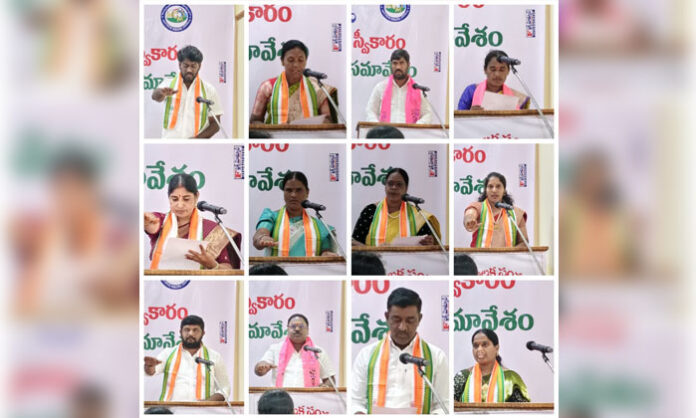 Mothkur municipal councilors taking oath with Gaddam Swapna elected as chairperson