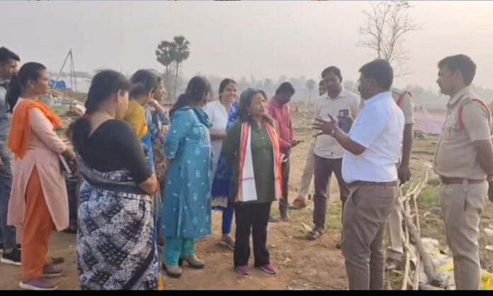 National Commission for Women members meeting Mulugu Collector and SP regarding Medaram incident inquiry