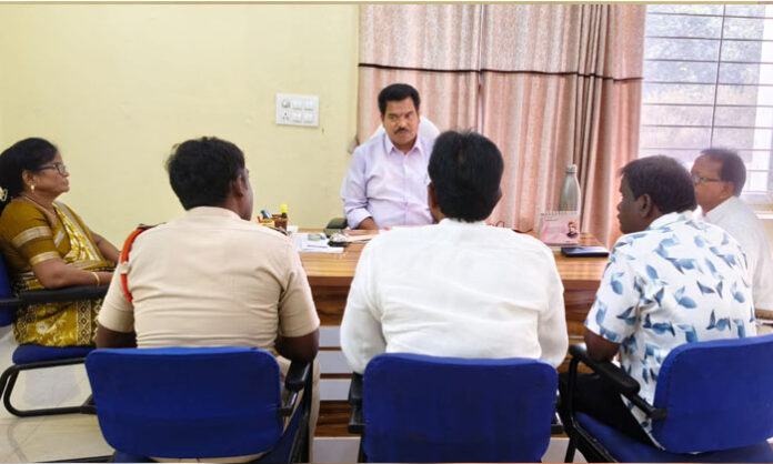 Parvathagiri Mandal CM Cup sports competitions participants preparing for various events at Zilla Parishad High School