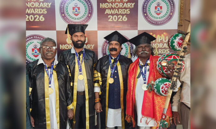 Ragiri Satish Goud receiving honorary doctorate in law at Chennai ceremony
