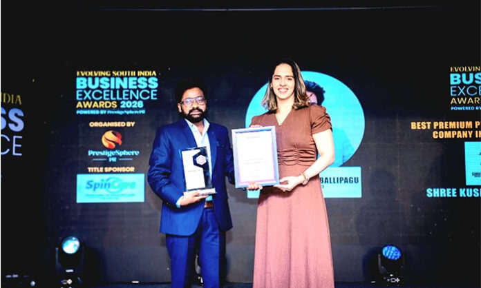 Sri Kusha Ventures founder Prasanna Kumar Ballipagu receives recognition at awards event attended by Saina Nehwal
