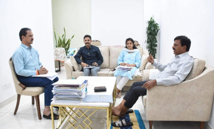 Minister Ponguleti Srinivasa Reddy holding a review meeting at the Telangana Secretariat regarding issuance of 44706 journalist accreditation cards